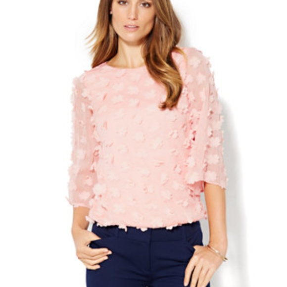 New York & Company Tops - NWT Pink Flower Embellished Top